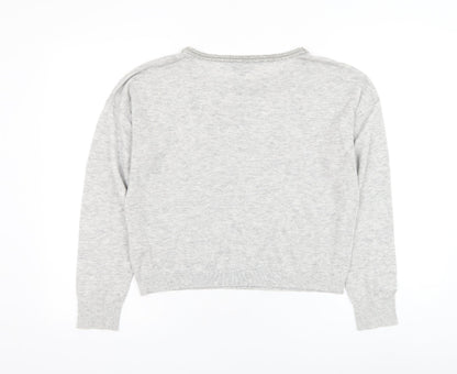 Topshop Womens Grey Round Neck Polyester Pullover Jumper Size 10