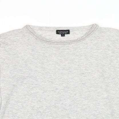 Topshop Womens Grey Round Neck Polyester Pullover Jumper Size 10