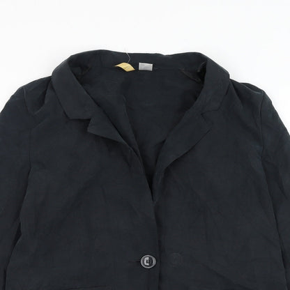 H&M Womens Grey Jacket Blazer Size 10 Button