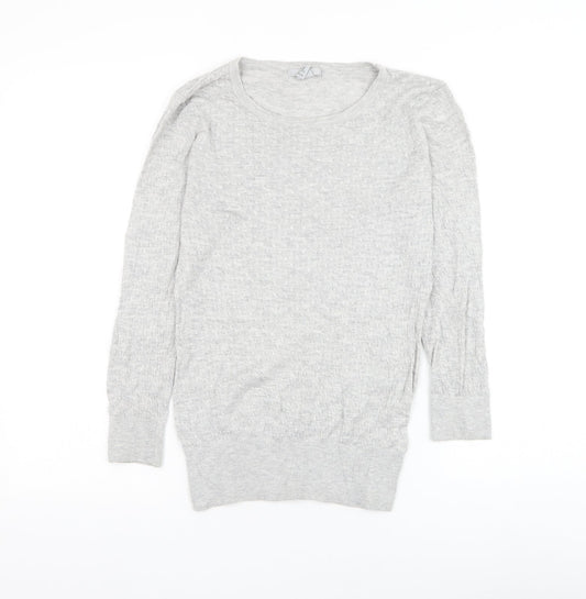 H&M Womens Grey Round Neck Viscose Pullover Jumper Size S