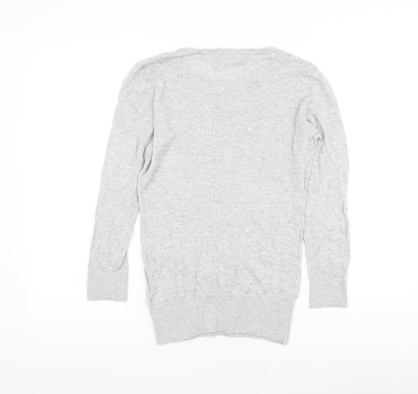H&M Womens Grey Round Neck Viscose Pullover Jumper Size S