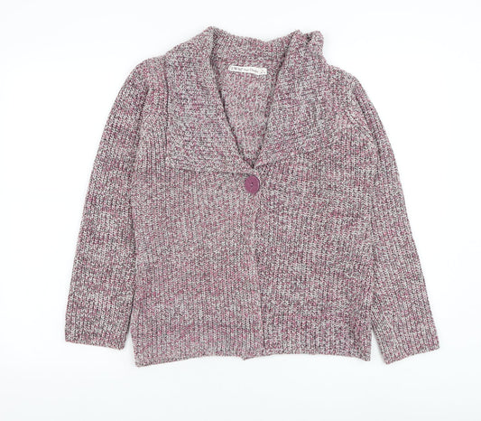 EWM Womens Pink Collared Acrylic Cardigan Jumper Size 10