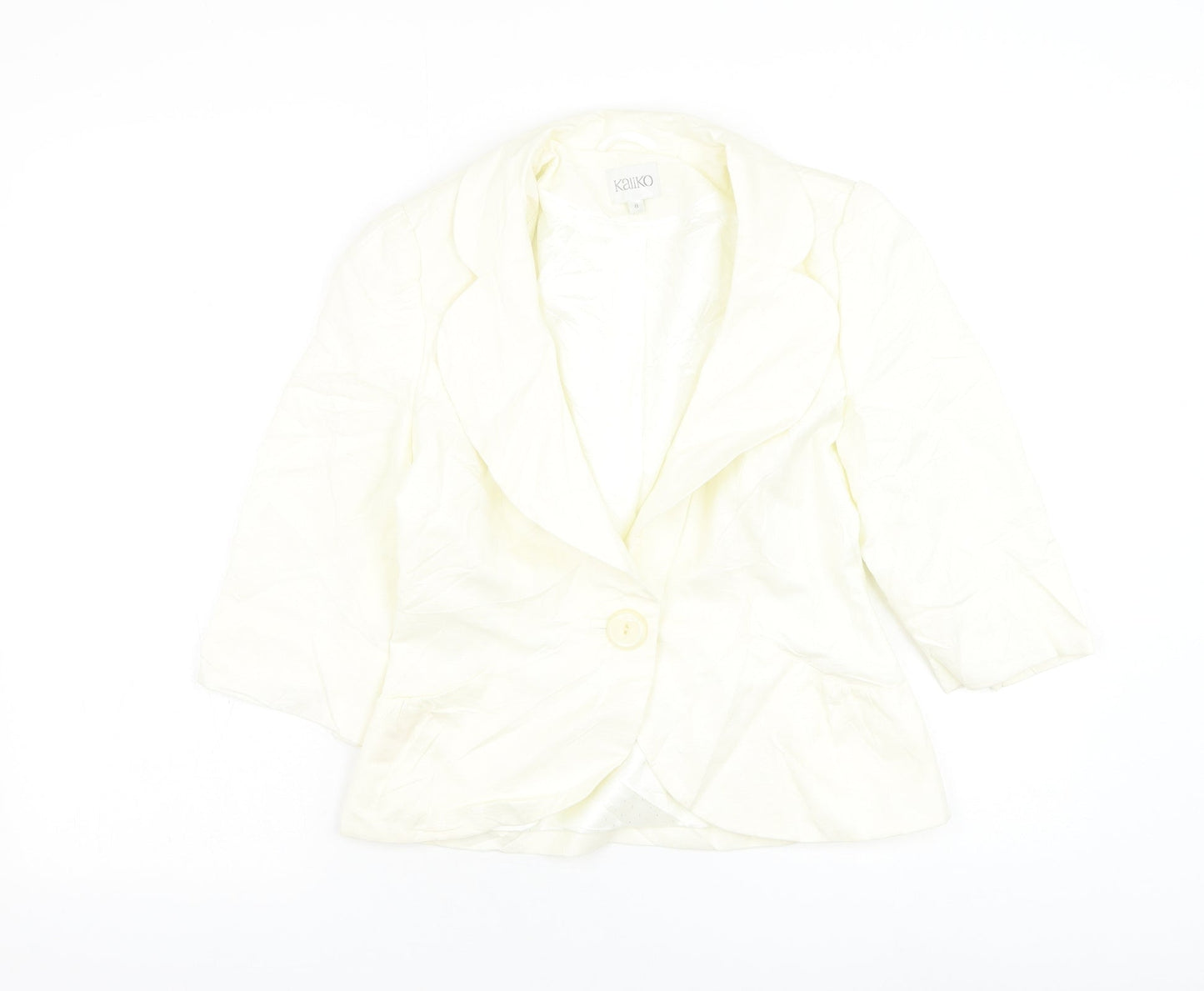 Kaliko Womens White Jacket Blazer Size 8 Button