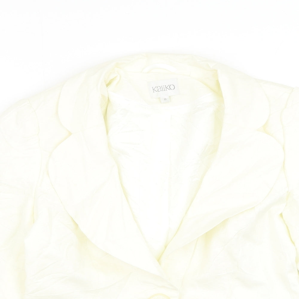 Kaliko Womens White Jacket Blazer Size 8 Button