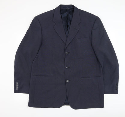 Remus Uomo Mens Blue Polyester Jacket Suit Jacket Size 44