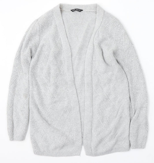 Select Womens Grey V-Neck Acrylic Cardigan Jumper Size M