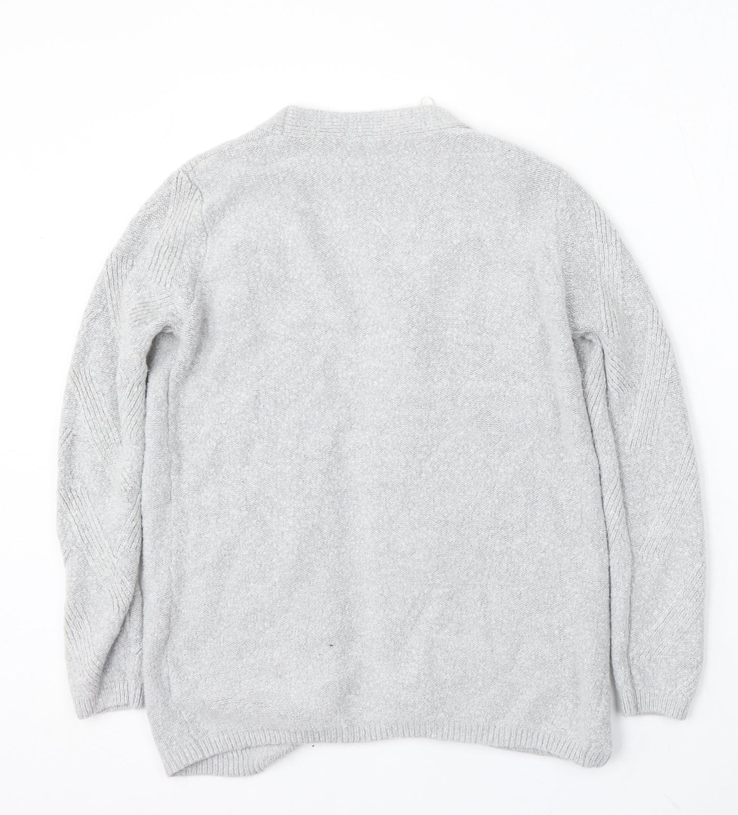 Select Womens Grey V-Neck Acrylic Cardigan Jumper Size M