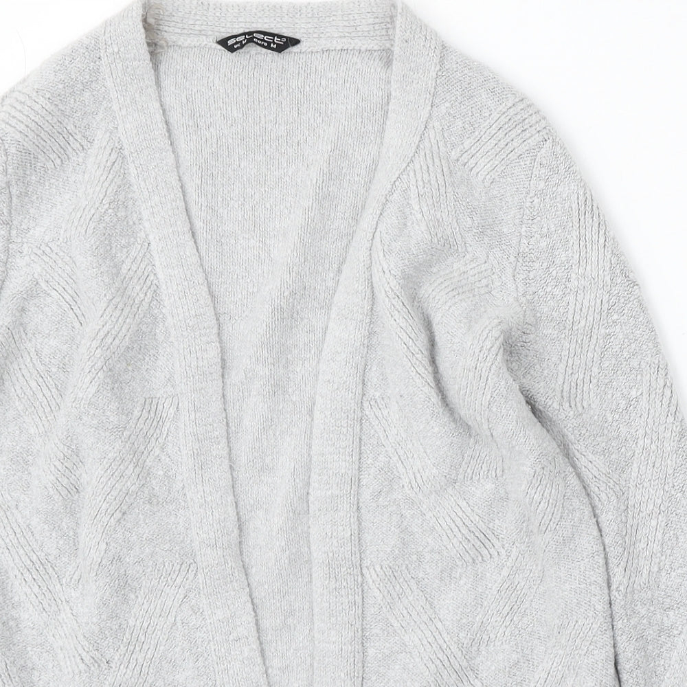 Select Womens Grey V-Neck Acrylic Cardigan Jumper Size M