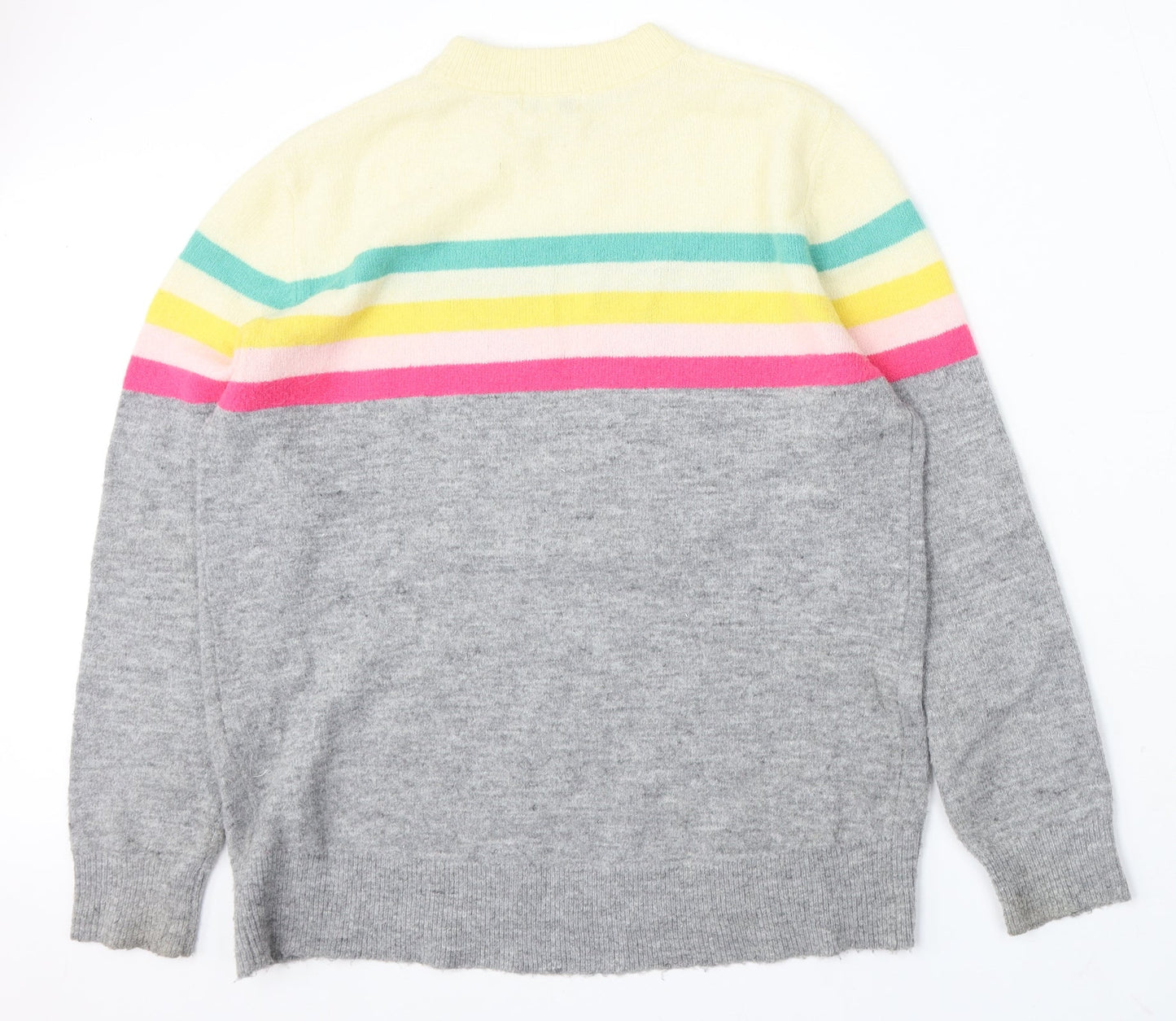 Dear Roses Womens Multicoloured Round Neck Geometric Acrylic Pullover Jumper Size M