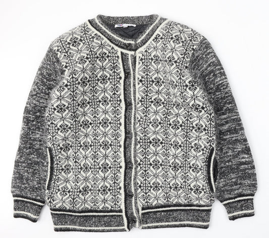 Fragrance Womens Multicoloured Round Neck Geometric Acrylic Cardigan Jumper Size S