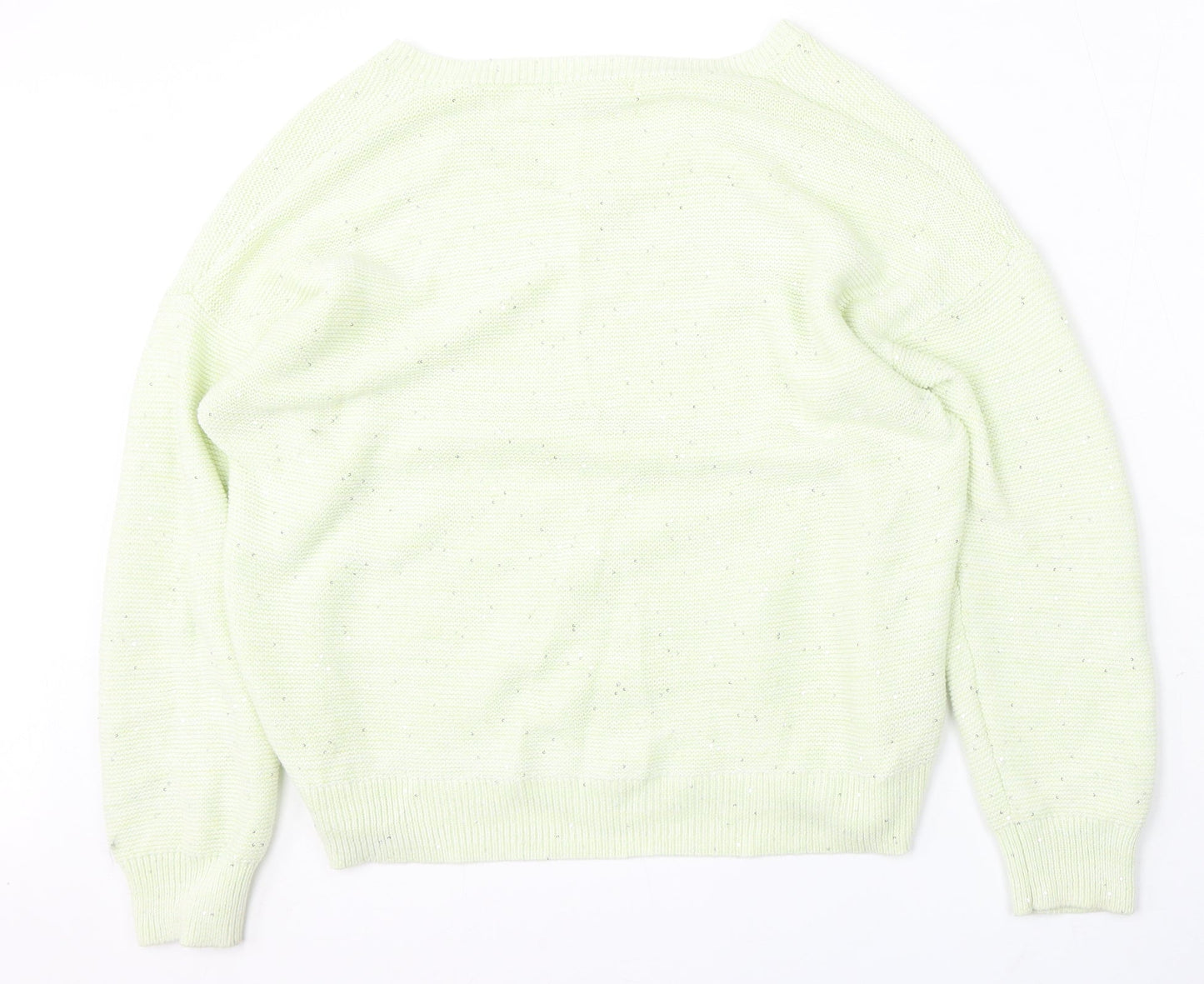 NEXT Womens Yellow V-Neck Cotton Pullover Jumper Size M