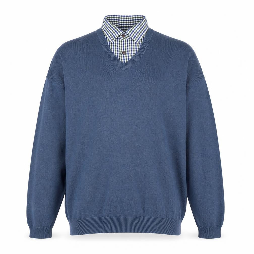 Sand Stone Mens Blue Collared Cotton Pullover Jumper Size M