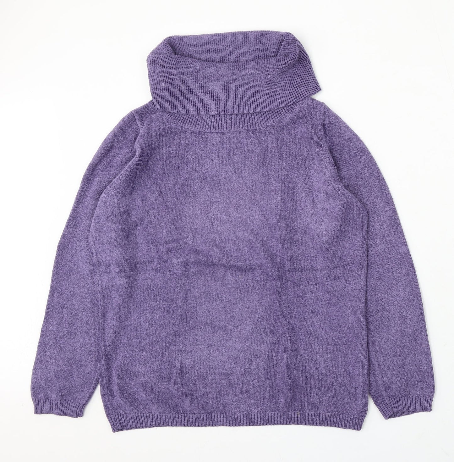 Classic Womens Purple Roll Neck Polyester Pullover Jumper Size M