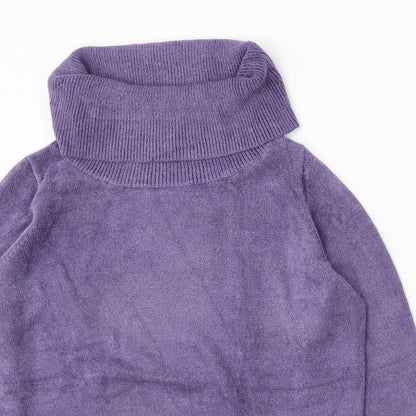 Classics Womens Purple Roll Neck Polyester Pullover Jumper Size M