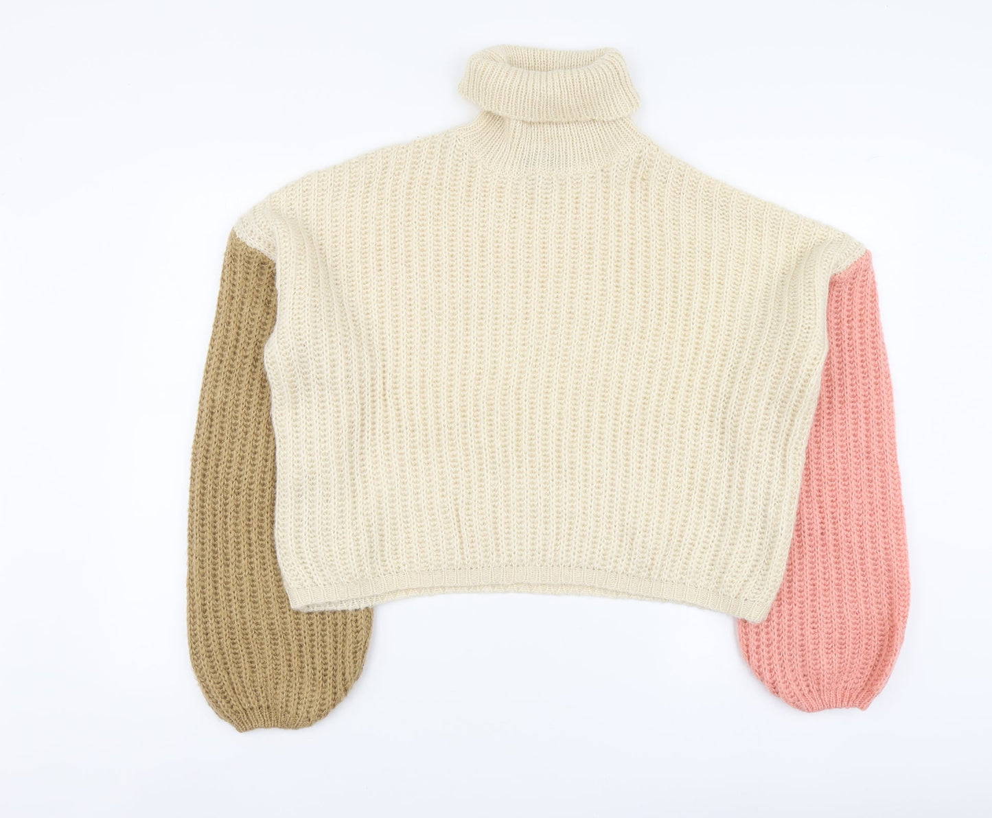 PRETTYLITTLETHING Womens Multicoloured Roll Neck Acrylic Pullover Jumper Size M