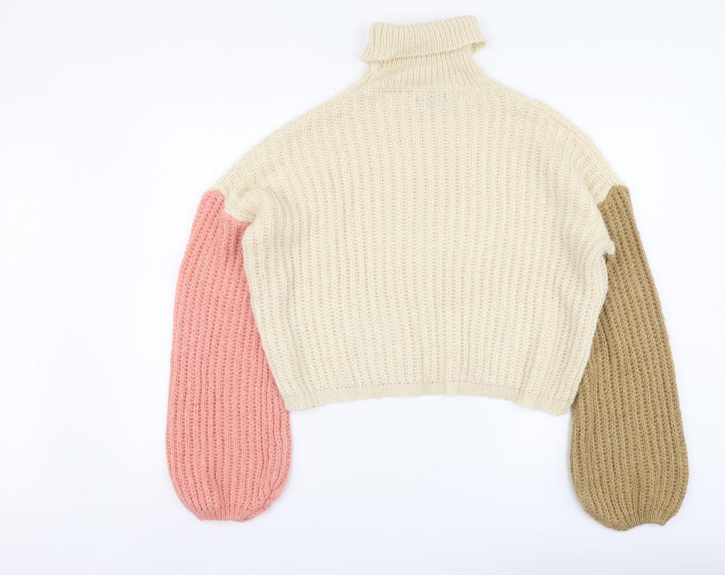 PRETTYLITTLETHING Womens Multicoloured Roll Neck Acrylic Pullover Jumper Size M