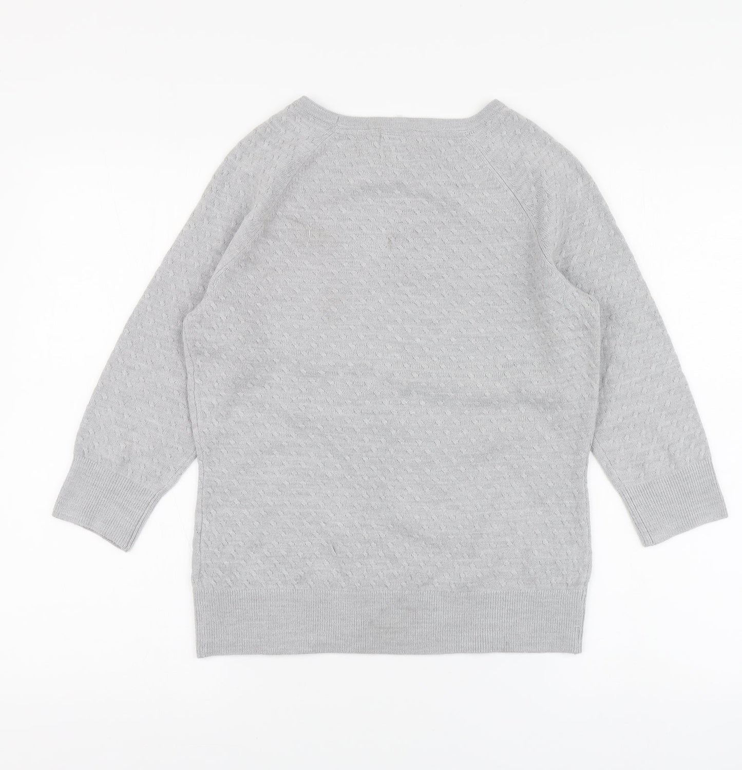 Per Una Womens Grey Round Neck Acrylic Pullover Jumper Size 10