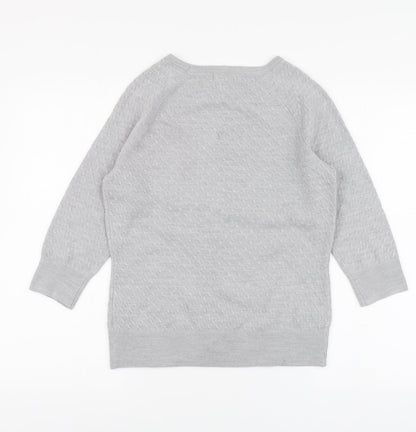Per Una Womens Grey Round Neck Acrylic Pullover Jumper Size 10
