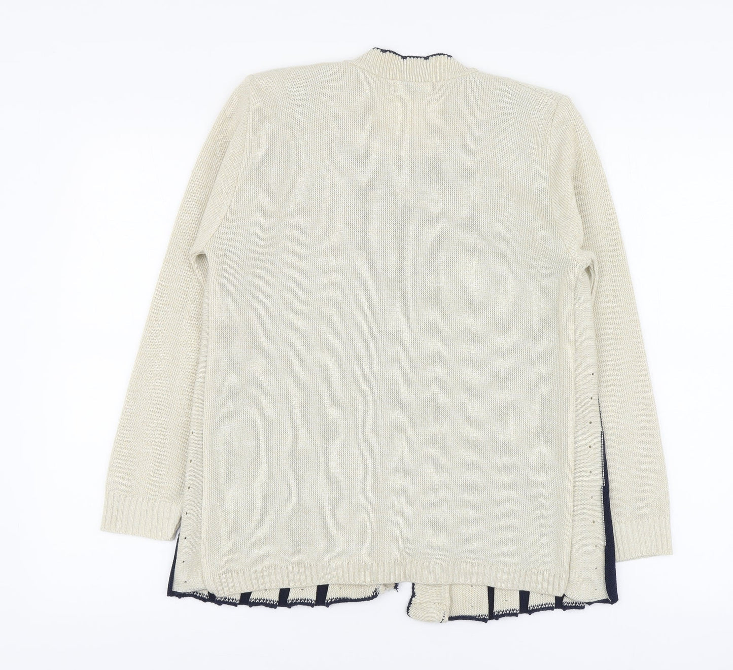Ocean Blue Womens Beige V-Neck Acrylic Pullover Jumper Size S