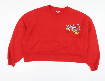Preloved Disney Womens Red Cotton Pullover Hoodie Size XS - Front
