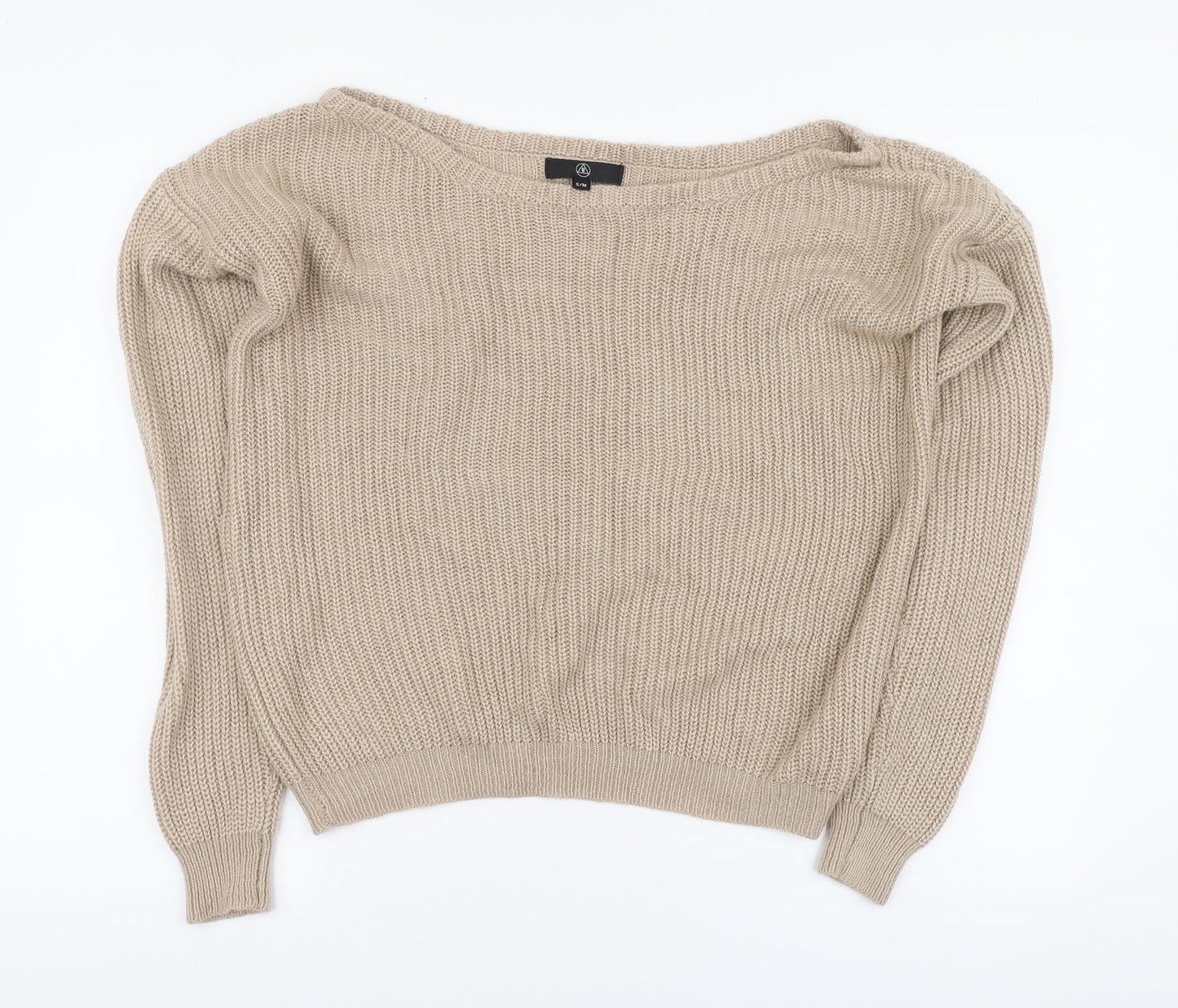 Missguided Womens Beige Round Neck Acrylic Pullover Jumper Size S