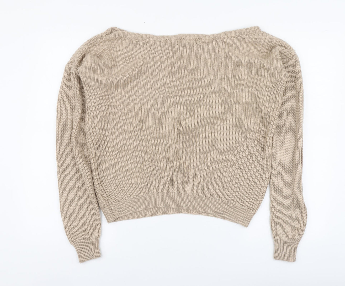 Missguided Womens Beige Round Neck Acrylic Pullover Jumper Size S