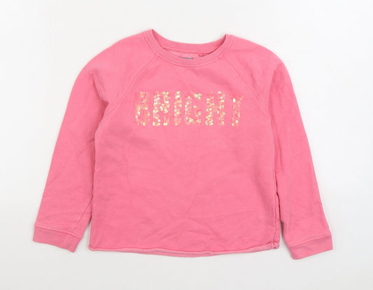 NEXT Girls Pink Cotton Pullover Sweatshirt Size 8 Years Pullover