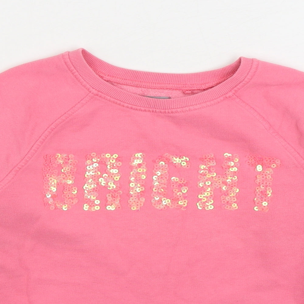 NEXT Girls Pink Cotton Pullover Sweatshirt Size 8 Years Pullover