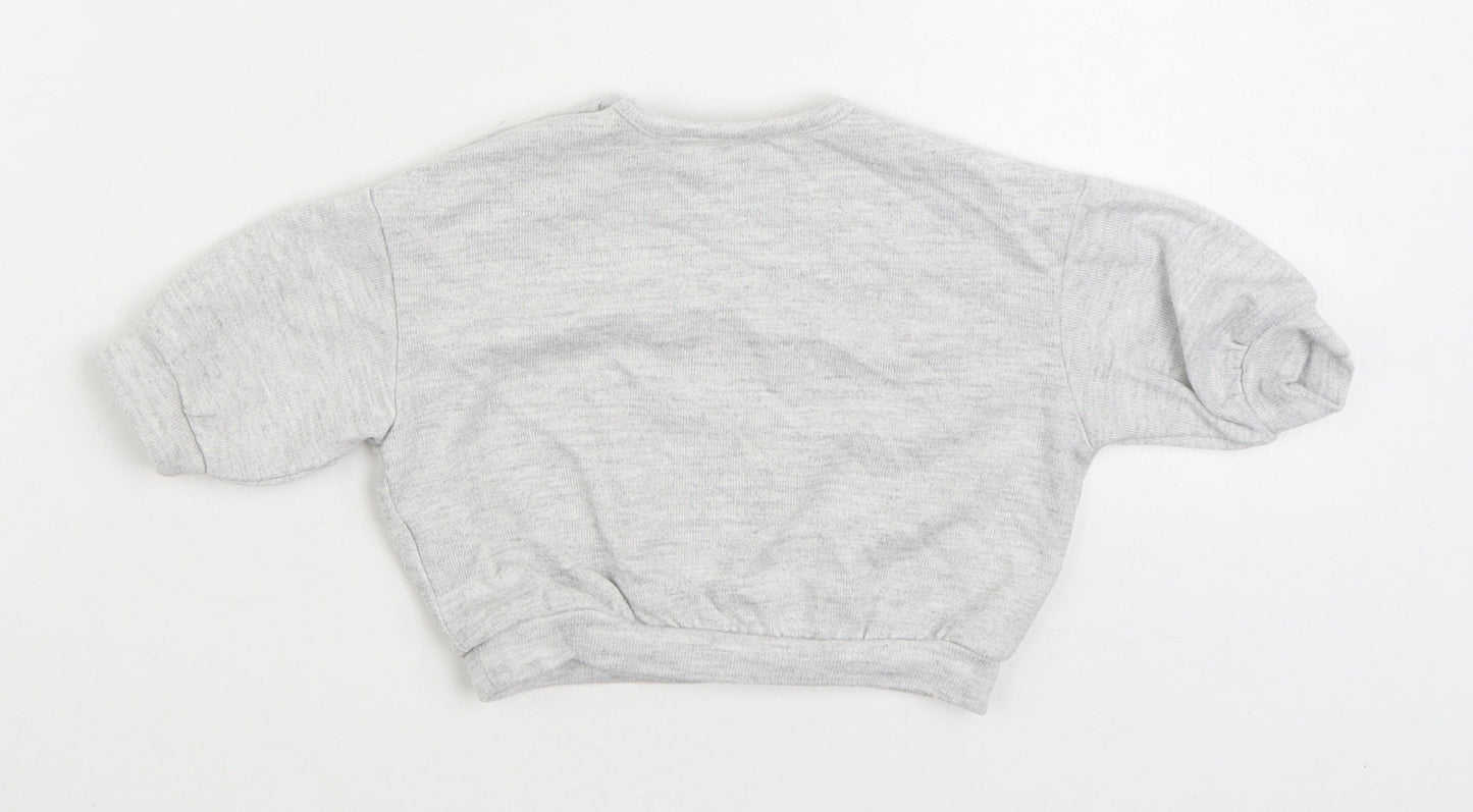 George Girls Grey Cotton Pullover Jumper Size 0-3 Months Pullover