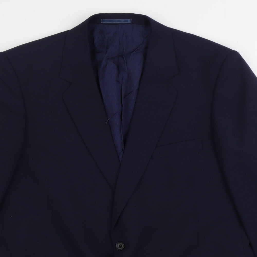 Preworn Mens Blue Polyester Jacket Suit Jacket Size 44