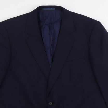 Preworn Mens Blue Polyester Jacket Suit Jacket Size 44