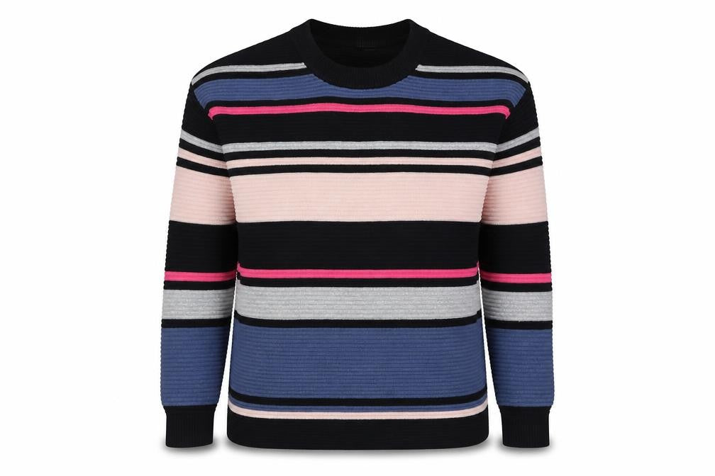 H&M Womens Multicoloured Round Neck Striped Viscose Pullover Jumper Size XS