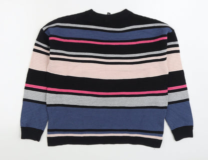 H&M Womens Multicoloured Round Neck Striped Viscose Pullover Jumper Size XS