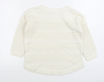 Gap Womens White Boat Neck Cotton Pullover Jumper Size S