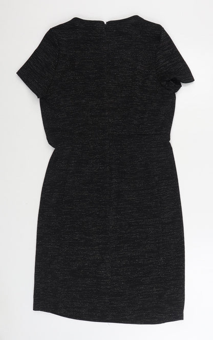 Tu Womens Black Polyester Sheath Size 14 V-Neck Pullover