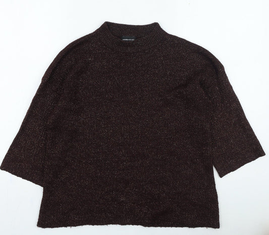 Warehouse Womens Brown High Neck Acrylic Pullover Jumper Size 10