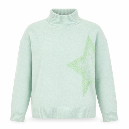 Tu Womens Green High Neck Acrylic Pullover Jumper Size 10