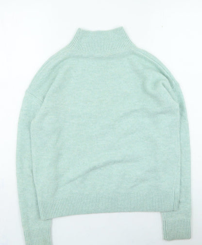 Tu Womens Green High Neck Acrylic Pullover Jumper Size 10