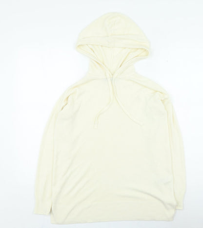 Marks & Spencer Womens Beige Acrylic Pullover Hoodie Size S