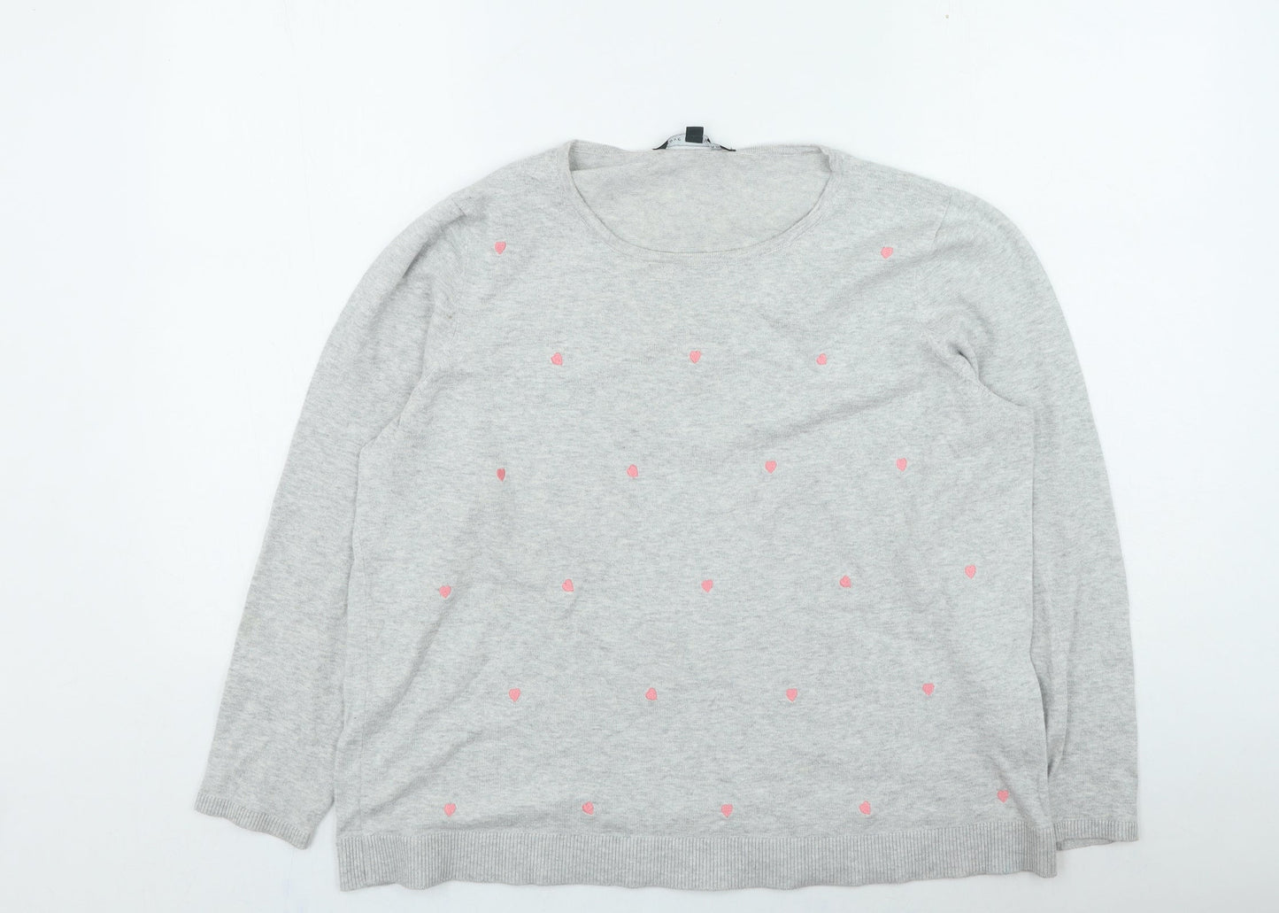 Bonmarché Womens Grey Round Neck Polyester Pullover Jumper Size 18