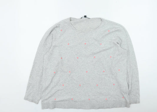 Bonmarché Womens Grey Round Neck Polyester Pullover Jumper Size 18