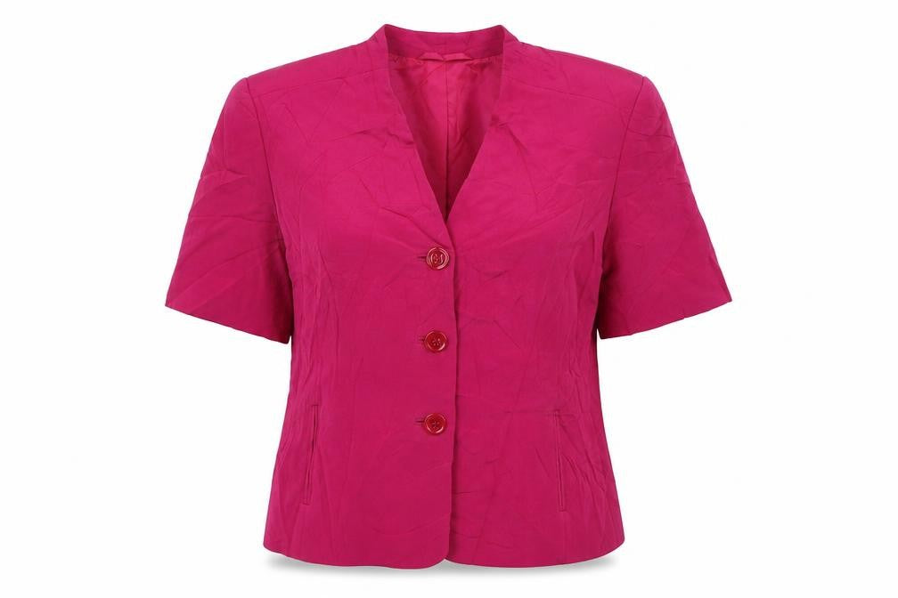 Country Casuals Womens Pink Silk Basic Button-Up Size 8 Round Neck