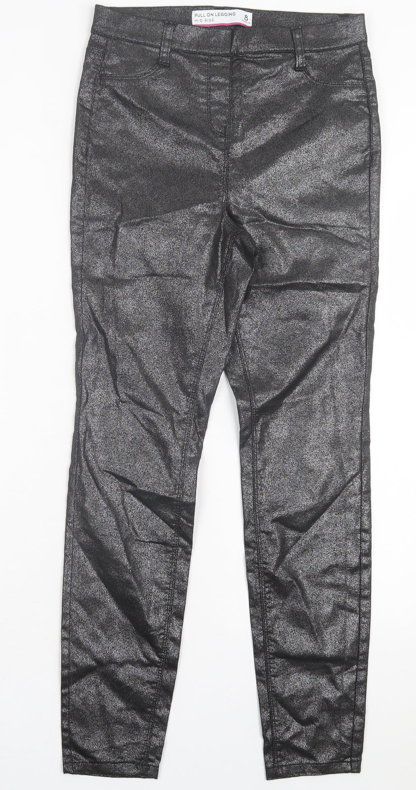 NEXT Womens Black Polyurethane Jegging Trousers Size 8 L28 in Regular