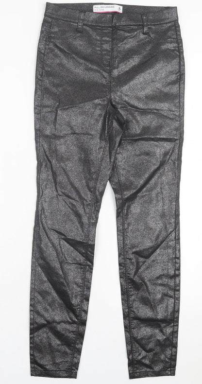 Next Womens Black Polyurethane Jegging Trousers Size 8 L28 in Regular