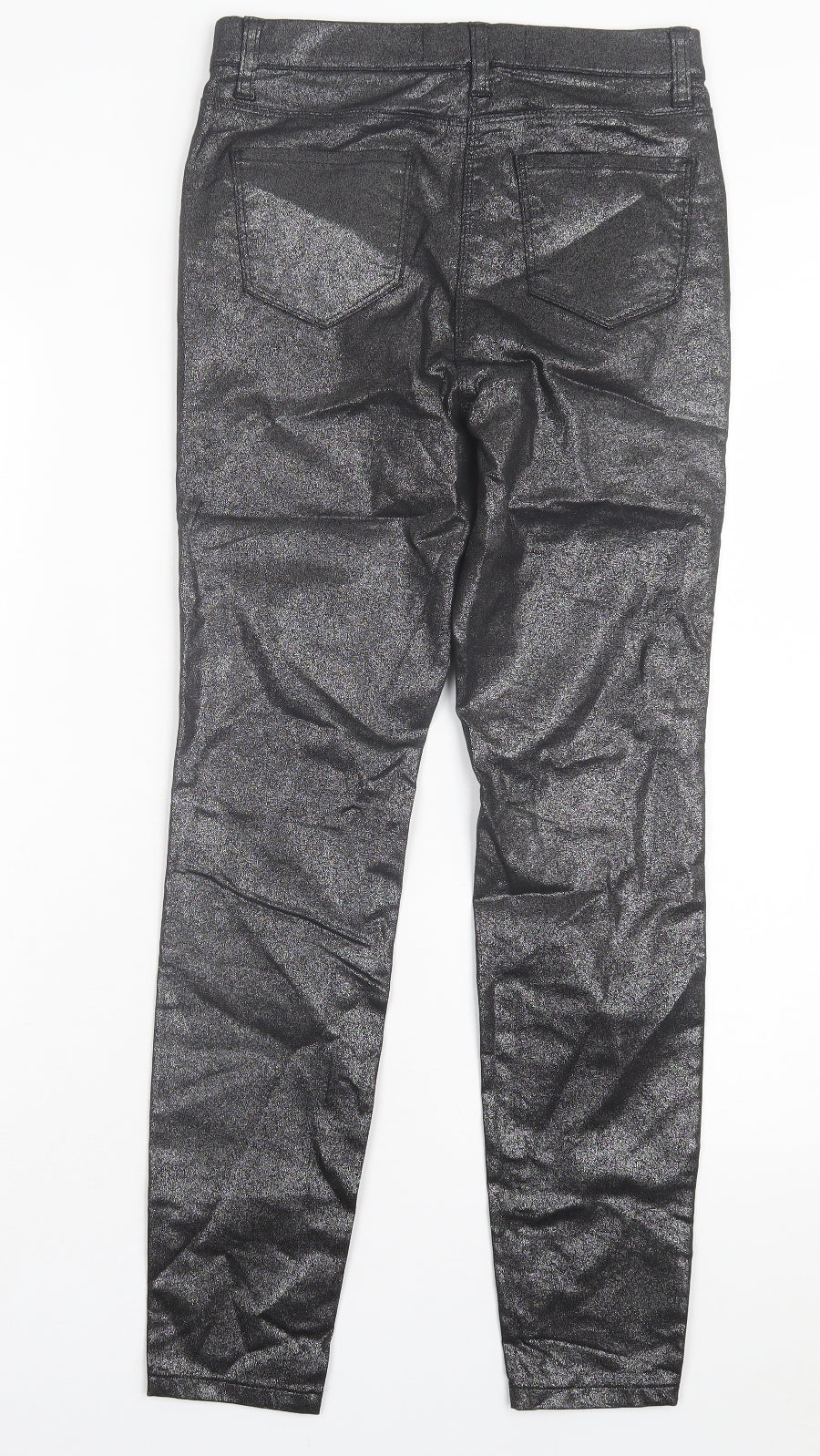 NEXT Womens Black Polyurethane Jegging Trousers Size 8 L28 in Regular