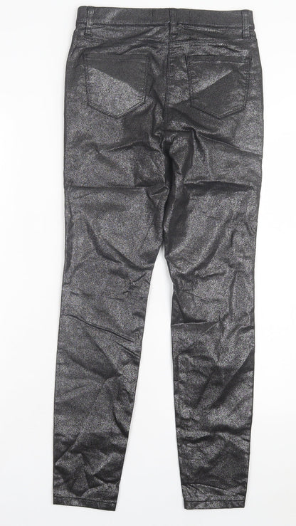 Next Womens Black Polyurethane Jegging Trousers Size 8 L28 in Regular