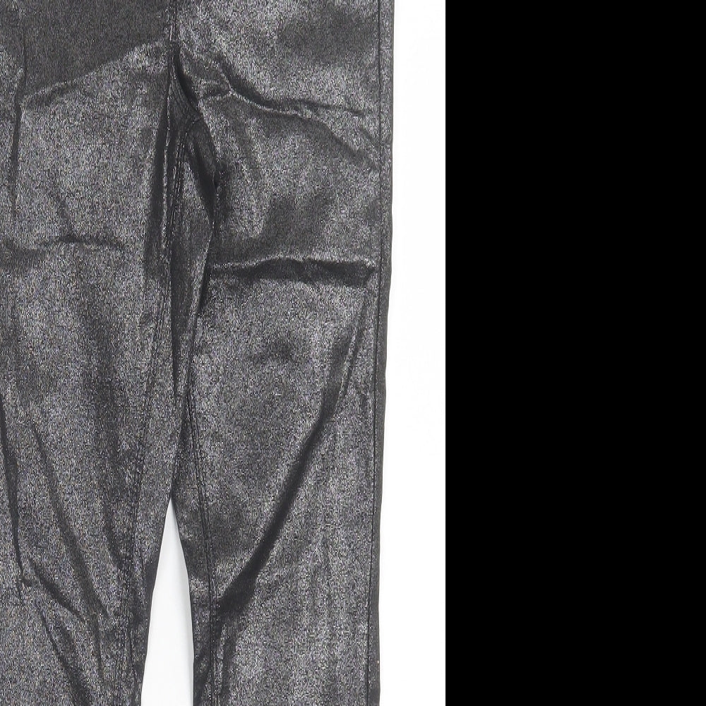 NEXT Womens Black Polyurethane Jegging Trousers Size 8 L28 in Regular
