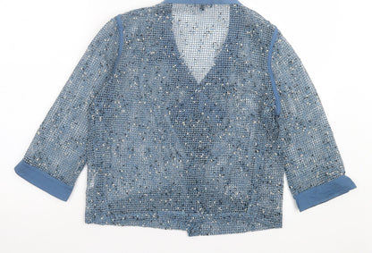 Preloved Casamia Womens Blue V-Neck Polyester Cardigan Jumper Size S - Back