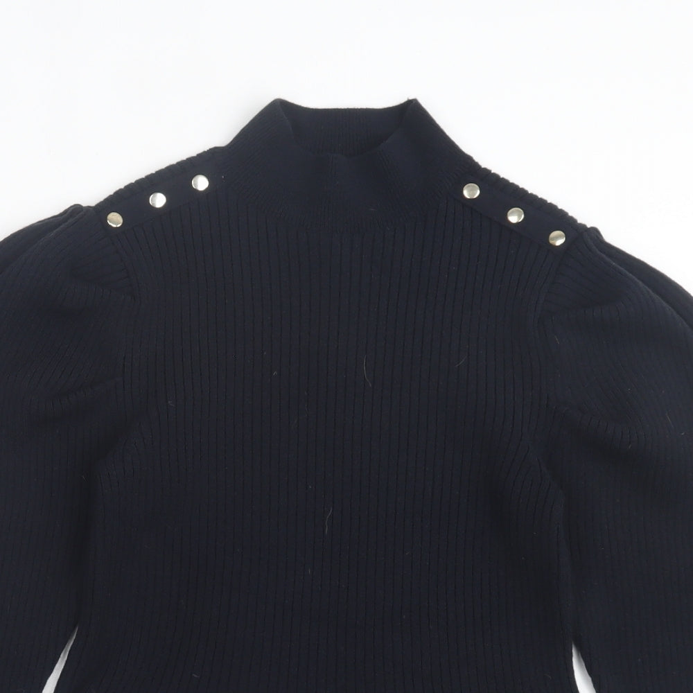 River Island Womens Black High Neck Acrylic Tunic Jumper Size 12