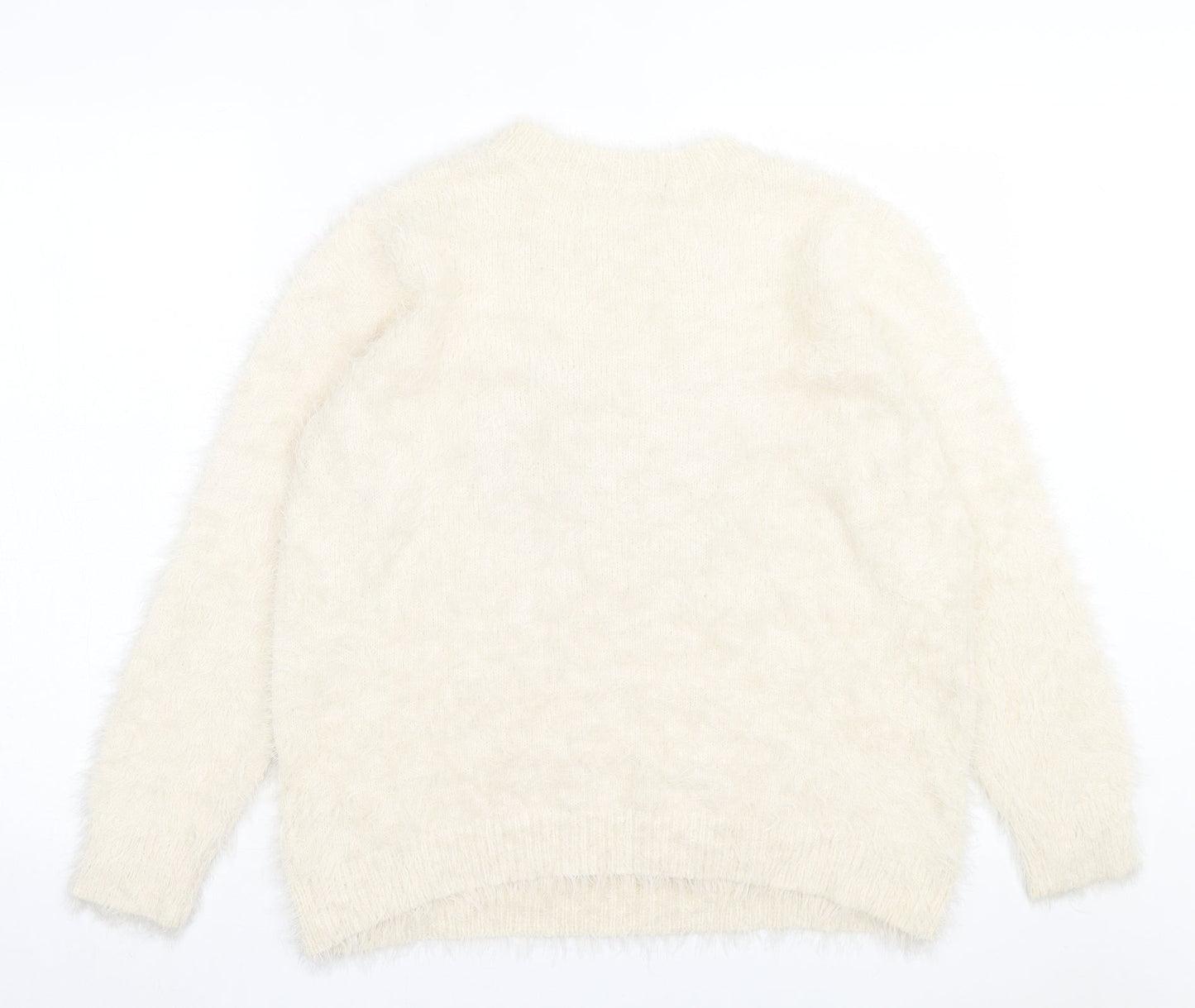 Marks and Spencer Womens Ivory Crew Neck Polyamide Pullover Jumper Size 18